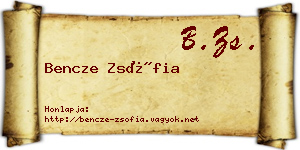 Bencze Zsófia névjegykártya